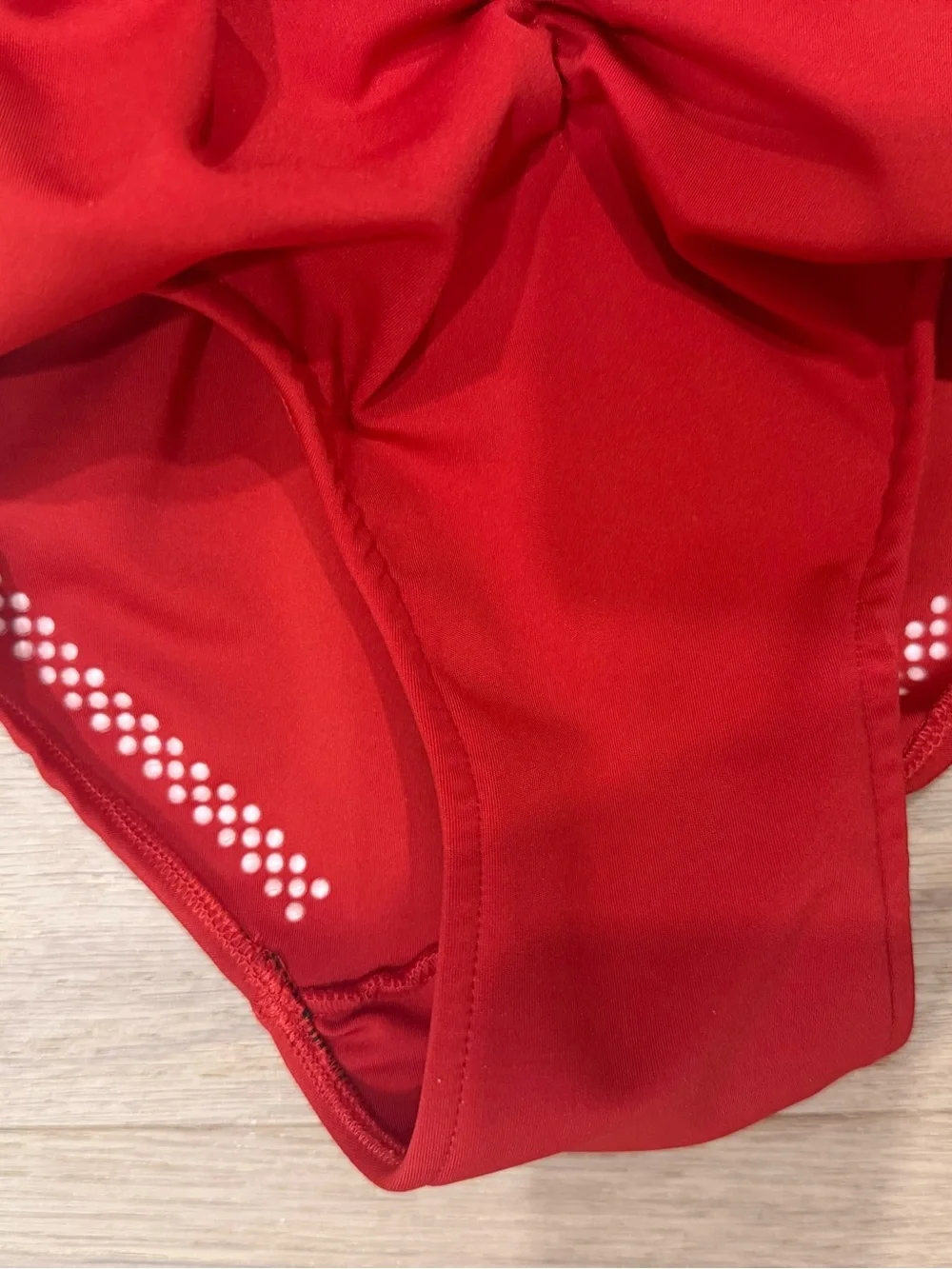 Blue Water Girls' Red Ruched Dance Leotard